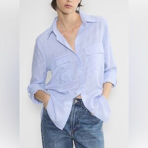 Aritzia Babaton shirt Light Blue and White Striped Shirt